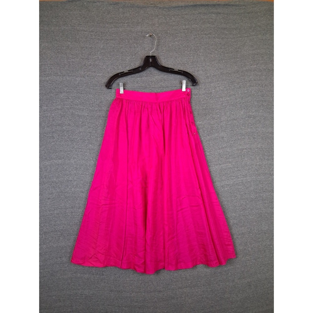 VTG UNO Womens Skirt Small Pink 100% Silk A Line Barbiecore Classic Retro - Picture 1 of 8